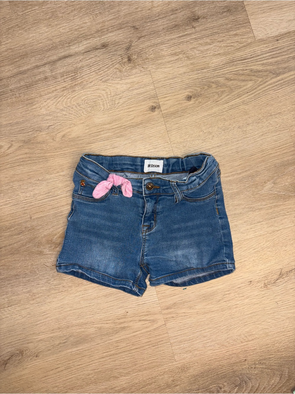 Hudson Jeans Blue Denim Shorts with Pink Bow